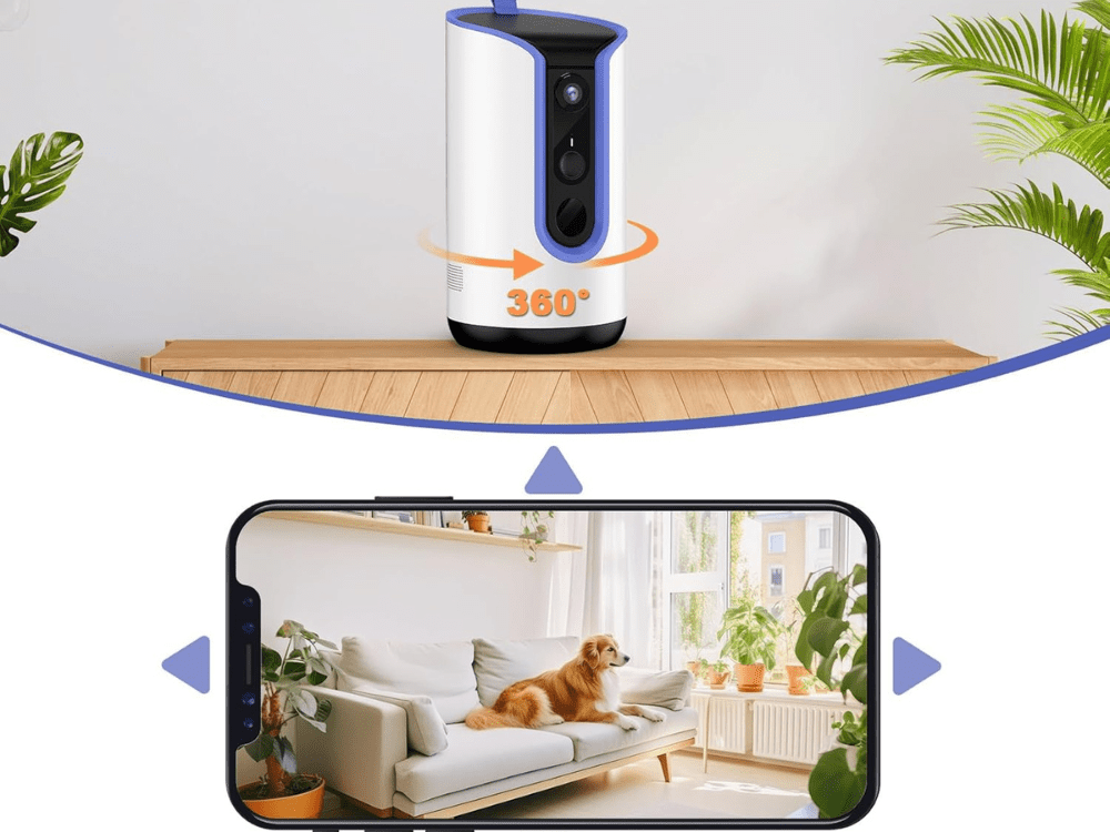 Pet camera with treat throwing